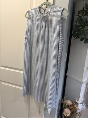 Jane and Delancey Blue and White Striped Midi Dress